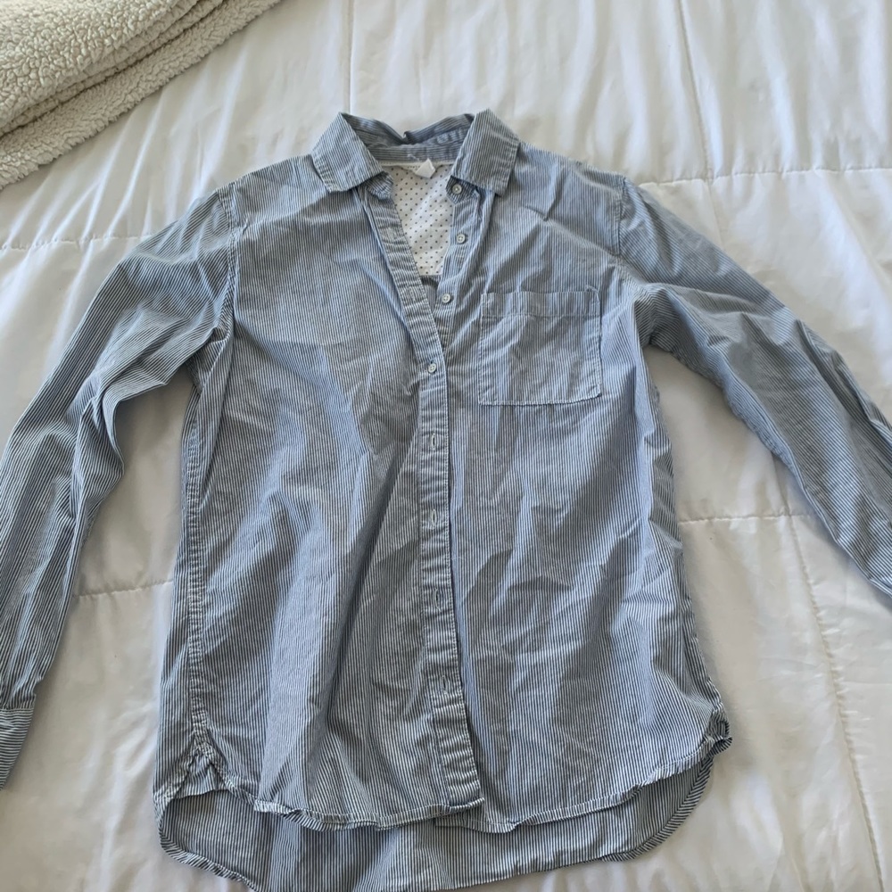 Blue and white stripped button down